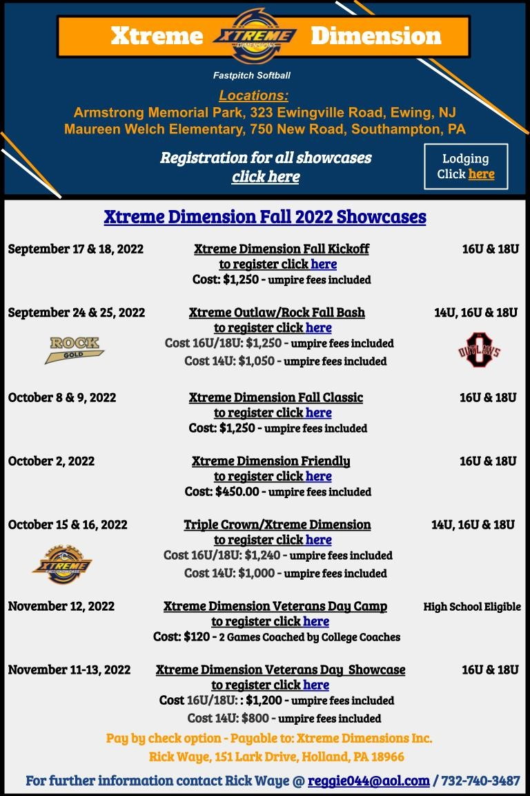Xtreme Dimensions Softball Camps Tournaments Clinics